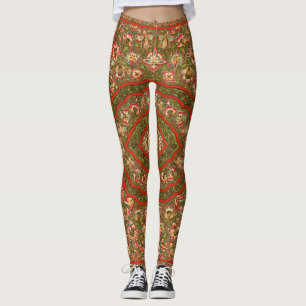 Vintage Floral Indian Rug Pattern Leggings