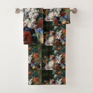 Vintage Floral Jan van Huysum Bouquet of Flowers Bath Towel Set