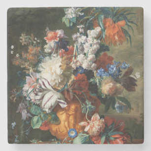 Vintage Floral Jan van Huysum Bouquet of Flowers Stone Coaster