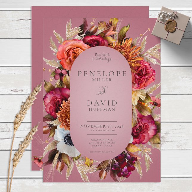 Vintage Floral Jewel Fuchsia Frame Invitation (Creator Uploaded)