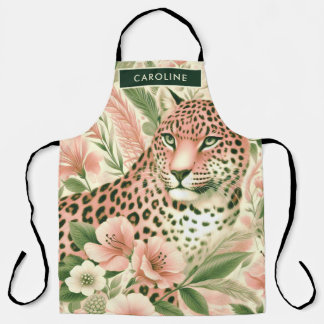 Vintage Floral Jungle Leopard Apron