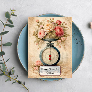 Vintage Floral Kitchen Scale Card