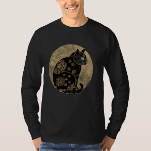 Vintage Floral Kitten Retro Japanese Art Pet Cute T-Shirt