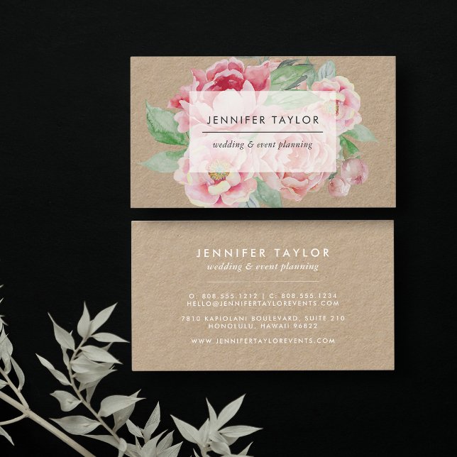 Vintage Floral Kraft Business Card (Creator Uploaded)