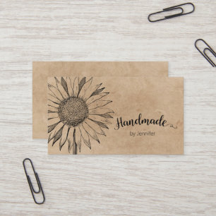 Vintage Floral Kraft Minimalist Handmade Business Card