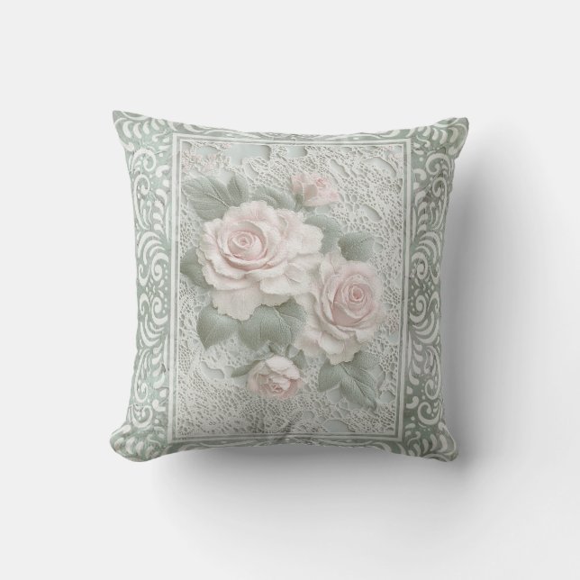 Vintage Floral Lace Art Cushion (Front)