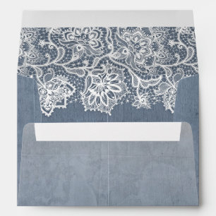 Vintage Floral Lace Dusty Blue Wedding Envelopes