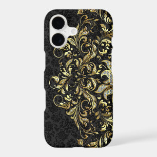 Vintage Floral Lace In Gold And Diamonds Glitter 2