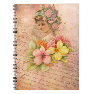 Vintage Floral Lady Notebook – Romantic Victorian 