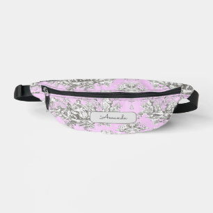 Vintage floral lake pink toile de jouy monogram sl bum bags