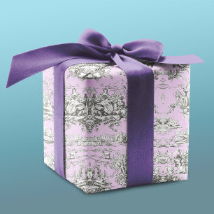 Vintage floral lake pink toile de jouy wrapping paper