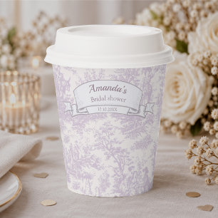 Vintage floral lavender toile de jouy shower paper cups