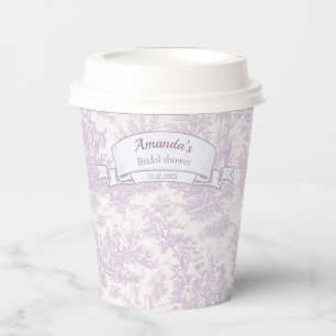 Vintage floral lavender toile de jouy shower paper paper cups