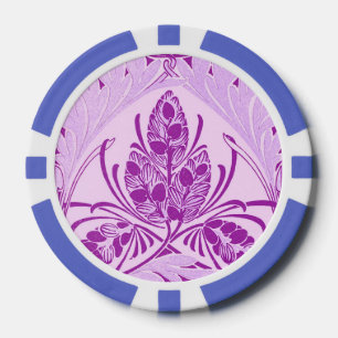 Vintage Floral Leaf Lavender Purple Poker Chips