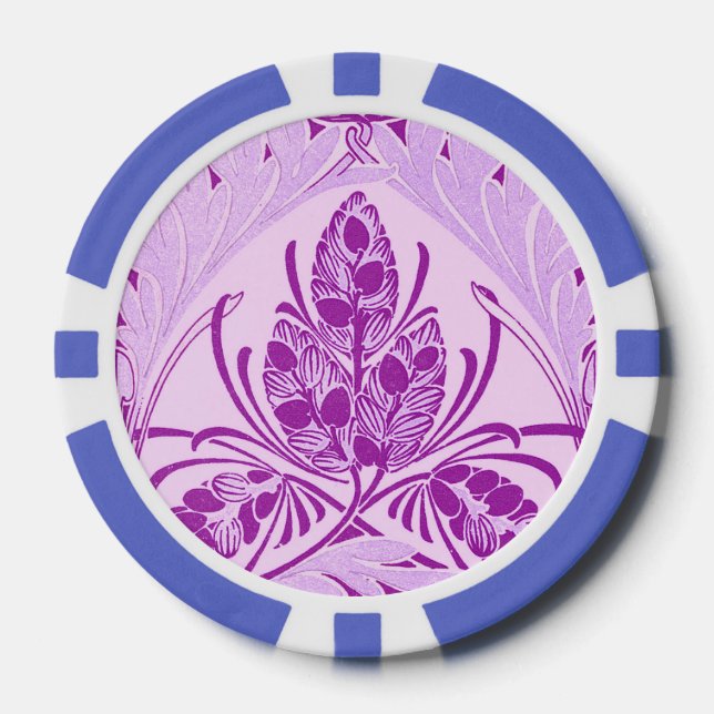 Vintage Floral Leaf Lavender Purple Poker Chips (Front)