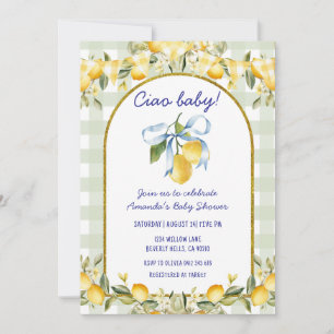 Vintage Floral Lemon Ciao Baby Shower  Invitation