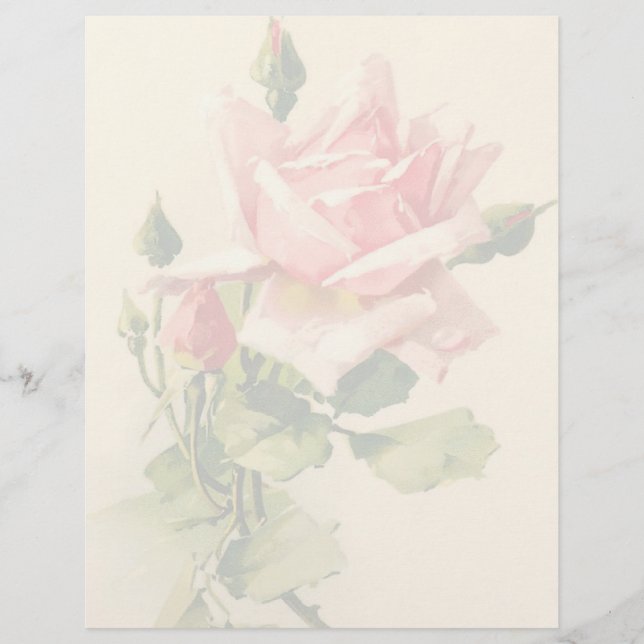 Vintage Floral Letterhead Stationery (Front)