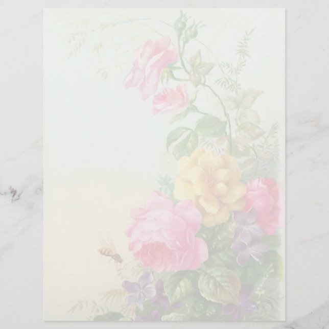 Vintage Floral Letterhead Stationery (Front)