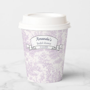 Vintage floral lilac toile de jouy shower paper cups