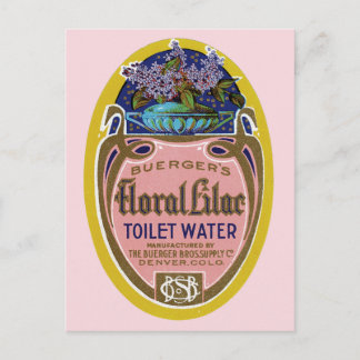 Vintage Floral Lilac Toilet Water Label Postcard
