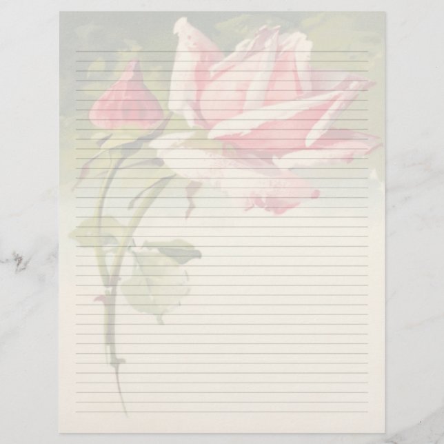 Vintage Floral Lined Letterhead Stationery (Front)
