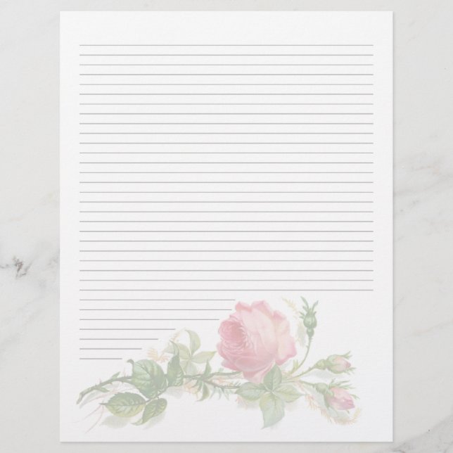 Vintage Floral Lined Letterhead Stationery (Front)