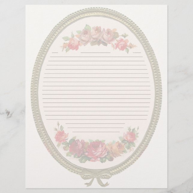 Vintage Floral Lined Letterhead Stationery (Front)