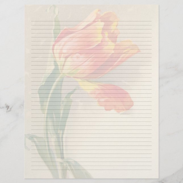 Vintage Floral Lined Letterhead Stationery (Front)