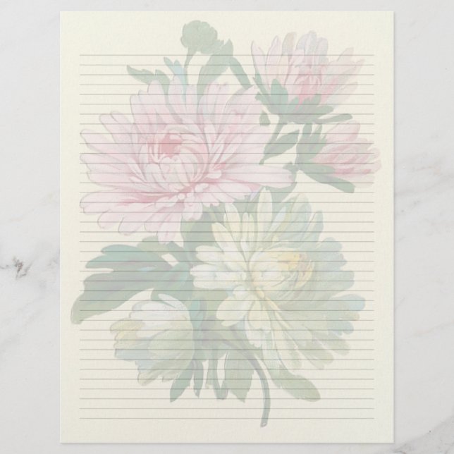 Vintage Floral Lined Letterhead Stationery (Front)