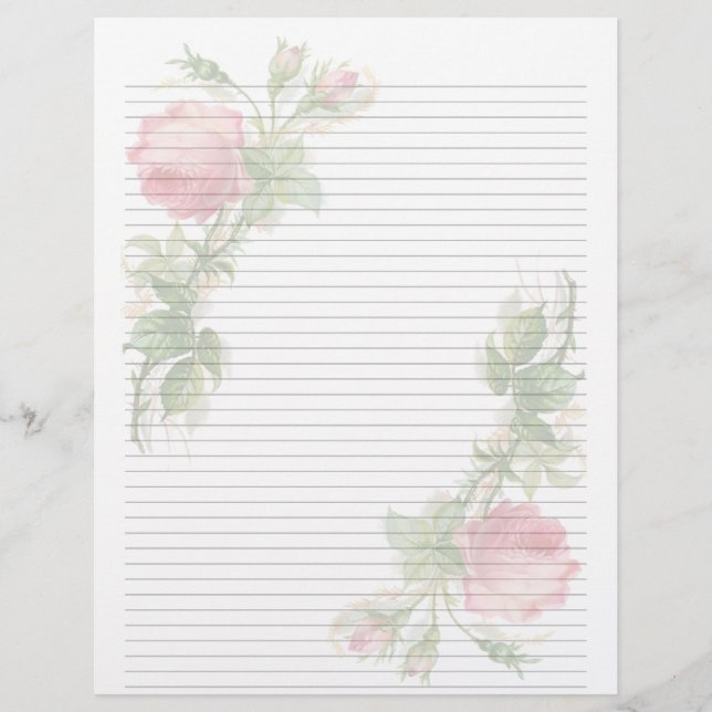 Vintage Floral Lined Letterhead Stationery (Front)