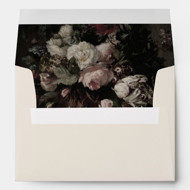 Vintage Floral Liner Greeting Card Envelopes Tan (Back (Bottom))