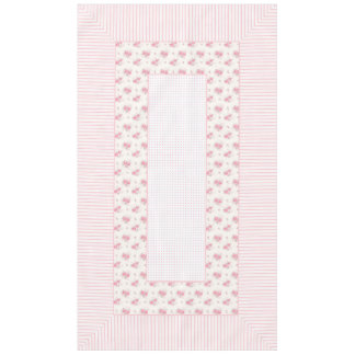 Vintage floral, lines & dots tablecloth 60"x104"