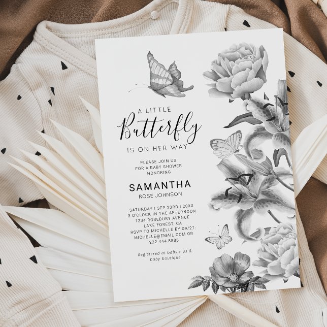 Vintage Floral Little Butterfly Baby Shower Invitation (Creator Uploaded)