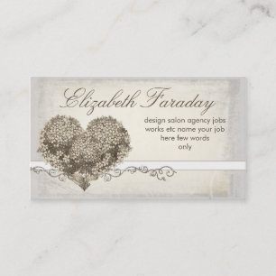 vintage floral love heart business cards