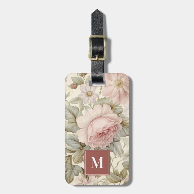 Vintage Floral  Luggage Tag (Front Vertical)