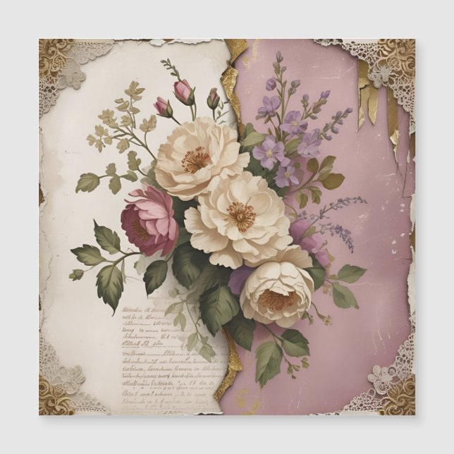 Vintage Floral - Magnetic Card  (Front)