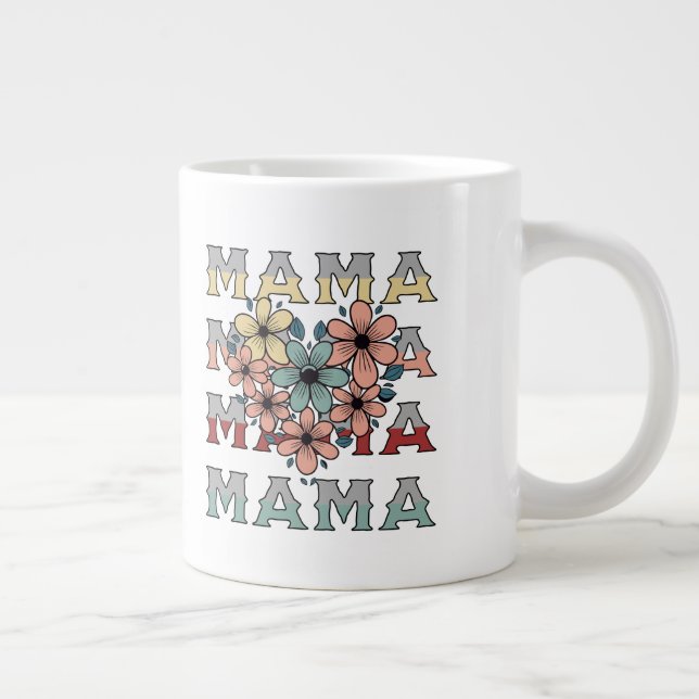 Vintage Floral Mama Design Large Coffee Mug (Right)