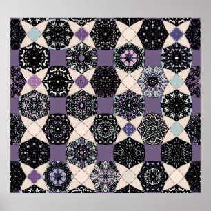Vintage Floral Mandala: Colourful Seamless Poster