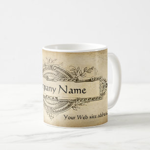 Vintage Floral Medallion Aged Paper Coffee Mug