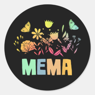 Vintage Floral Mema Shirt For Women Mothers Day  Classic Round Sticker