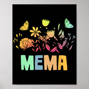 Vintage Floral Mema Shirt For Women Mothers Day Poster