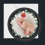 Vintage Floral Merry Christmas Photo Card<br><div class="desc">Vintage themed with hand-drawn flower elements in ivory and teal blue,  this lovely round card sends Christmas greetings with a photo framed in winter florals surrounding your family's photo.  On the back,  customise your message and family information.</div>