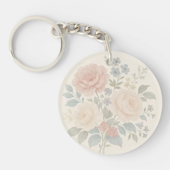 Vintage Floral Metal Keychain (Front)