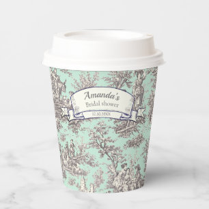 Vintage floral mint grey toile de jouy paper cups