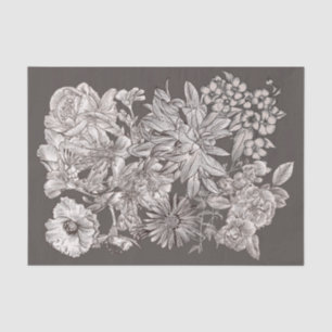 Vintage Floral Modern Ivory & Grey Botanical Chic Tissue Paper