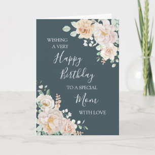 Vintage Floral Mom Happy Birthday Card