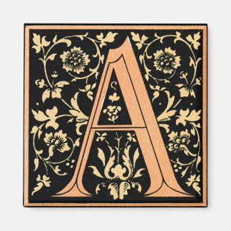 Vintage Floral Monogram ‘A’ - Magnet