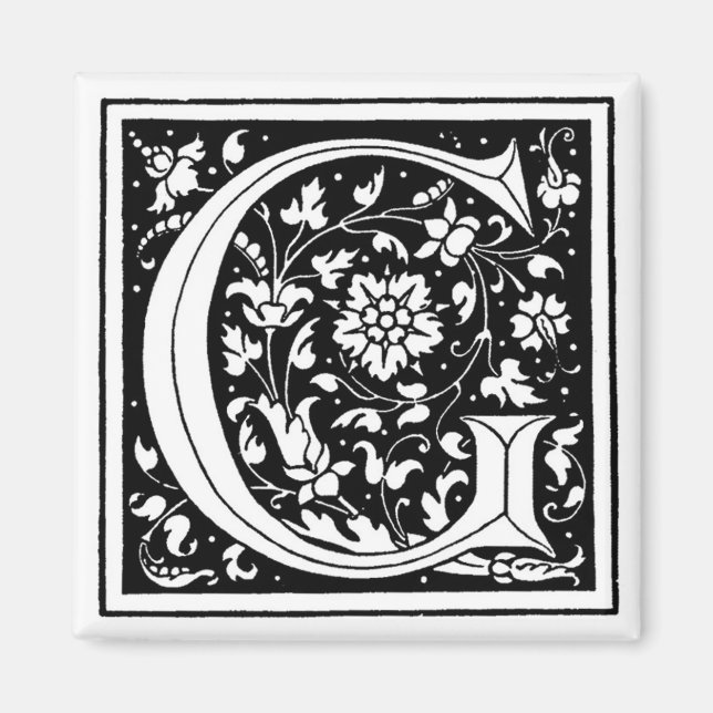 Vintage Floral Monogram 'G' - Magnet (Front)