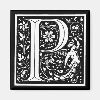 Vintage Floral Monogram ‘P’ – Magnet