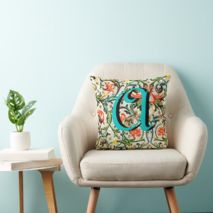 Vintage Floral Monogram  Pillow